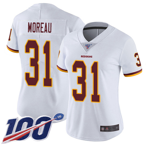 Washington Redskins Limited White Women Fabian Moreau Road Jersey NFL Football #31 100th Season